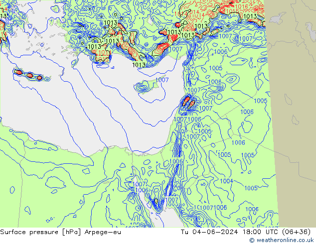 приземное давление Arpege-eu вт 04.06.2024 18 UTC
