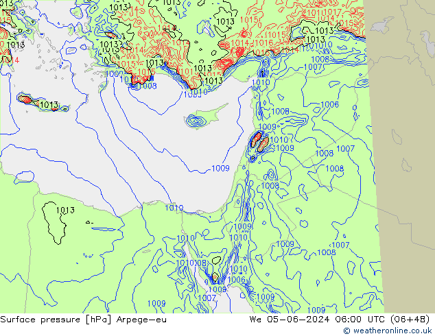 Surface pressure Arpege-eu We 05.06.2024 06 UTC