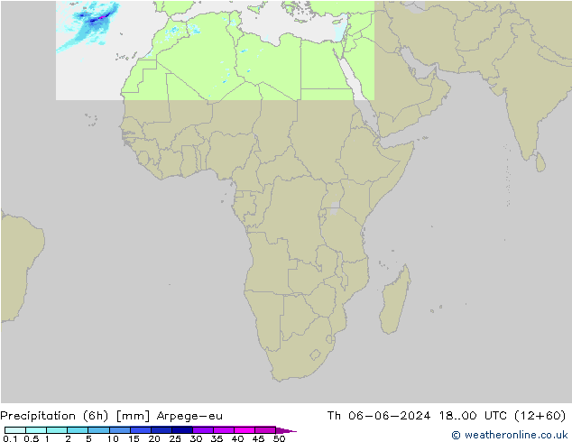 Precipitation (6h) Arpege-eu Th 06.06.2024 00 UTC