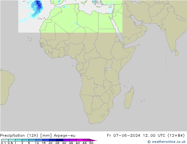 Yağış (12h) Arpege-eu Cu 07.06.2024 00 UTC