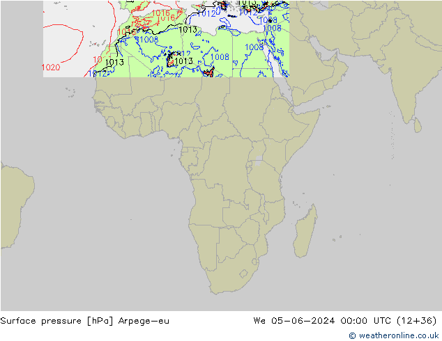 Surface pressure Arpege-eu We 05.06.2024 00 UTC