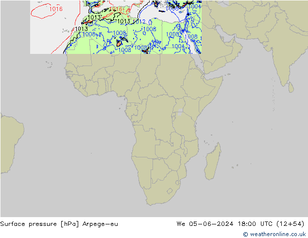 Surface pressure Arpege-eu We 05.06.2024 18 UTC