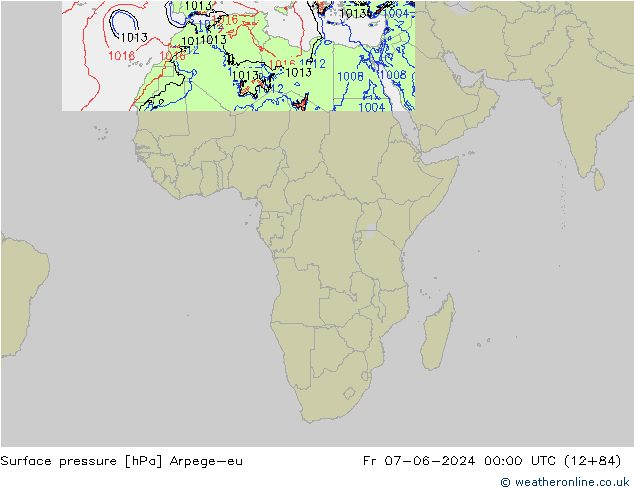 Surface pressure Arpege-eu Fr 07.06.2024 00 UTC