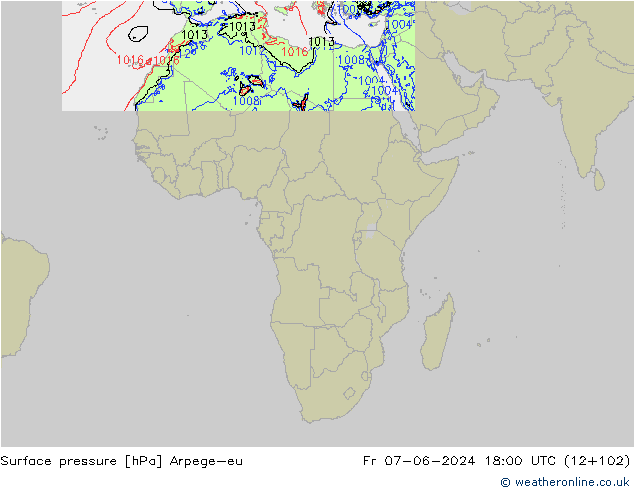 Presión superficial Arpege-eu vie 07.06.2024 18 UTC