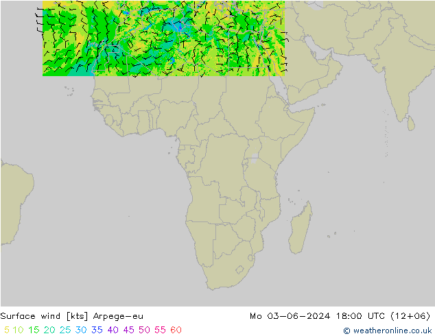 Surface wind Arpege-eu Mo 03.06.2024 18 UTC