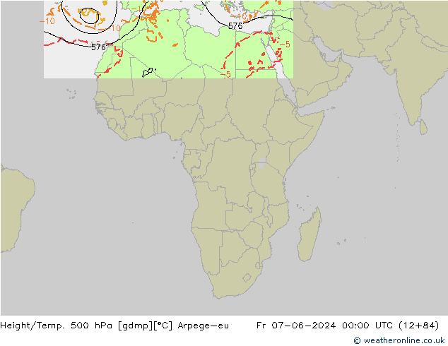 Height/Temp. 500 hPa Arpege-eu Fr 07.06.2024 00 UTC