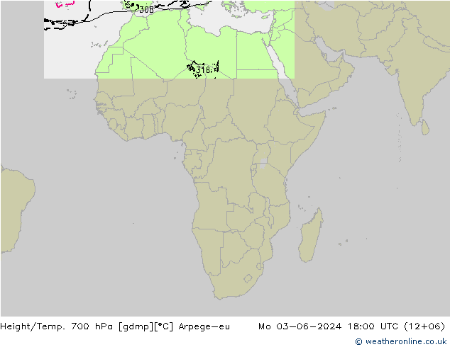 Yükseklik/Sıc. 700 hPa Arpege-eu Pzt 03.06.2024 18 UTC