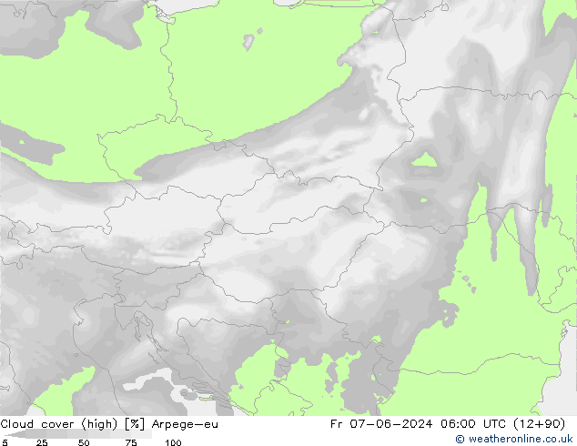 Nuages (élevé) Arpege-eu ven 07.06.2024 06 UTC