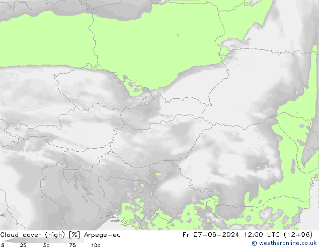 Cloud cover (high) Arpege-eu Fr 07.06.2024 12 UTC