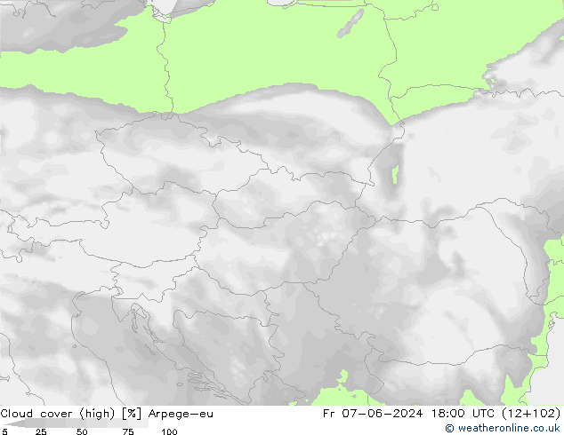 zachmurzenie (wysokie) Arpege-eu pt. 07.06.2024 18 UTC