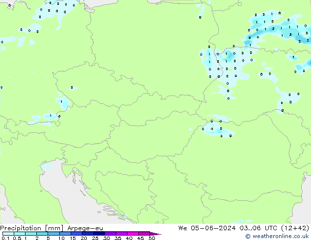 Neerslag Arpege-eu wo 05.06.2024 06 UTC