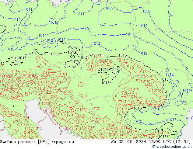 Atmosférický tlak Arpege-eu St 05.06.2024 18 UTC