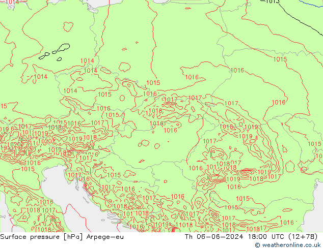 Pressione al suolo Arpege-eu gio 06.06.2024 18 UTC