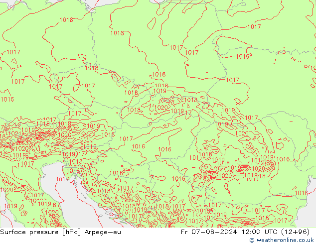 Surface pressure Arpege-eu Fr 07.06.2024 12 UTC