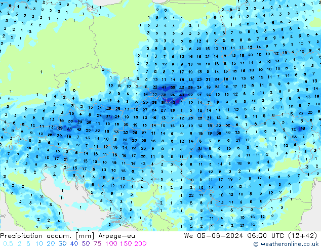 Toplam Yağış Arpege-eu Çar 05.06.2024 06 UTC