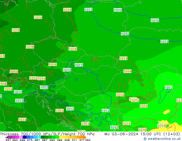 Thck 700-1000 hPa Arpege-eu Mo 03.06.2024 15 UTC