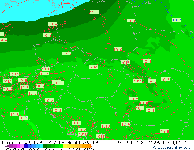 Dikte700-1000 hPa Arpege-eu do 06.06.2024 12 UTC