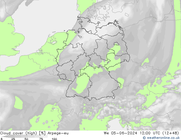 nuvens (high) Arpege-eu Qua 05.06.2024 12 UTC