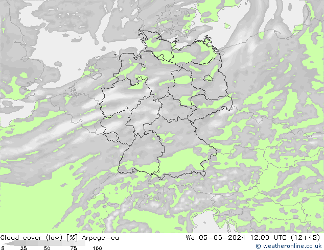 nízká oblaka Arpege-eu St 05.06.2024 12 UTC