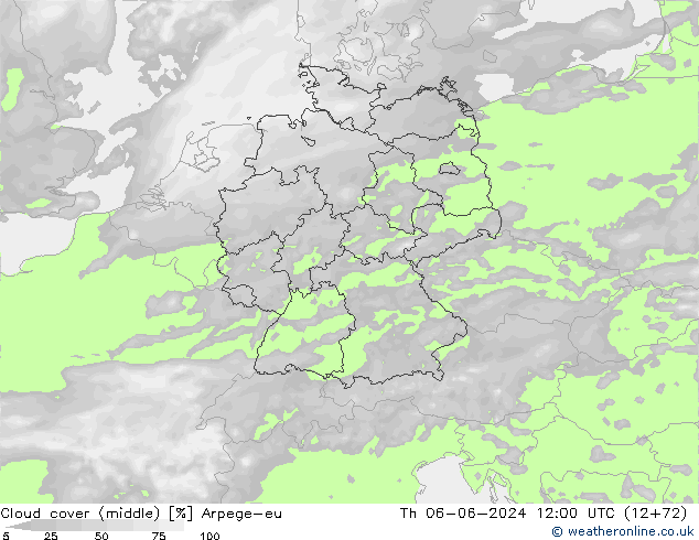 Nubi medie Arpege-eu gio 06.06.2024 12 UTC