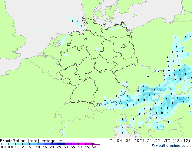 Precipitation Arpege-eu Tu 04.06.2024 00 UTC