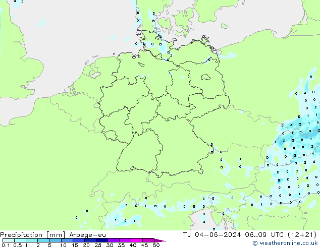 Precipitation Arpege-eu Tu 04.06.2024 09 UTC