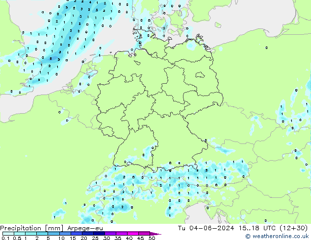 Précipitation Arpege-eu mar 04.06.2024 18 UTC