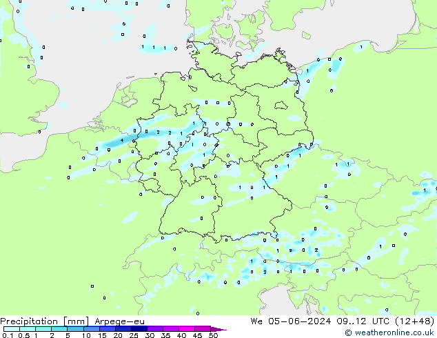 Niederschlag Arpege-eu Mi 05.06.2024 12 UTC