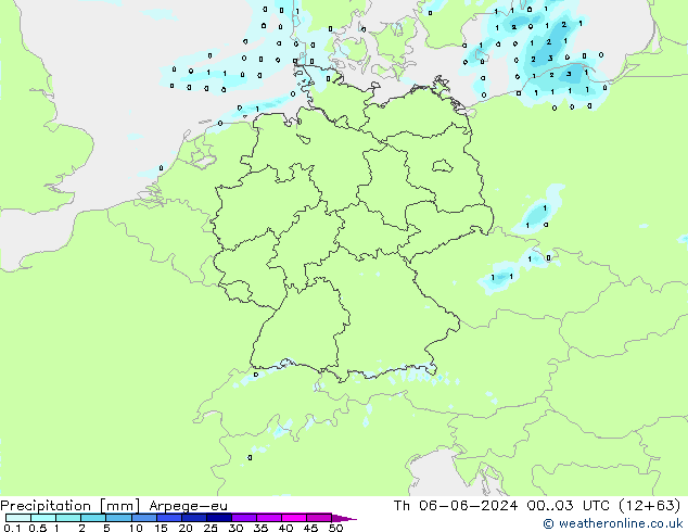 Precipitation Arpege-eu Th 06.06.2024 03 UTC