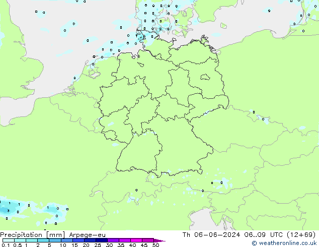 Precipitation Arpege-eu Th 06.06.2024 09 UTC
