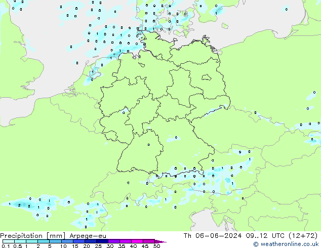 Precipitation Arpege-eu Th 06.06.2024 12 UTC