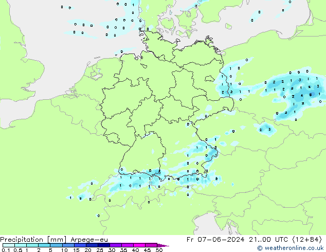 Precipitación Arpege-eu vie 07.06.2024 00 UTC