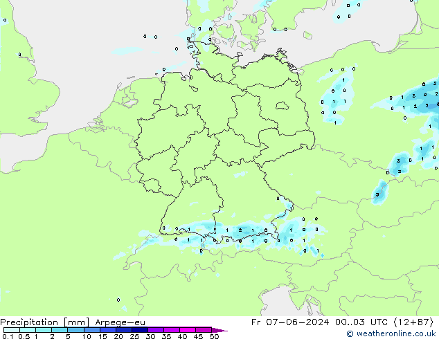 Precipitación Arpege-eu vie 07.06.2024 03 UTC