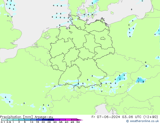 Niederschlag Arpege-eu Fr 07.06.2024 06 UTC