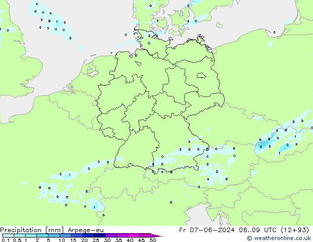 Niederschlag Arpege-eu Fr 07.06.2024 09 UTC
