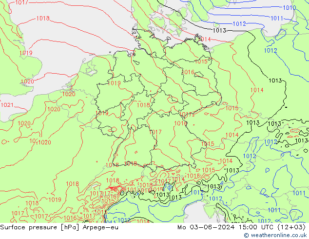 приземное давление Arpege-eu пн 03.06.2024 15 UTC