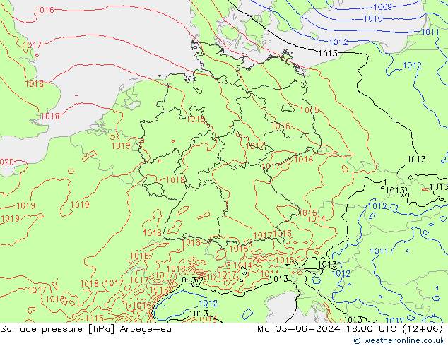 Bodendruck Arpege-eu Mo 03.06.2024 18 UTC