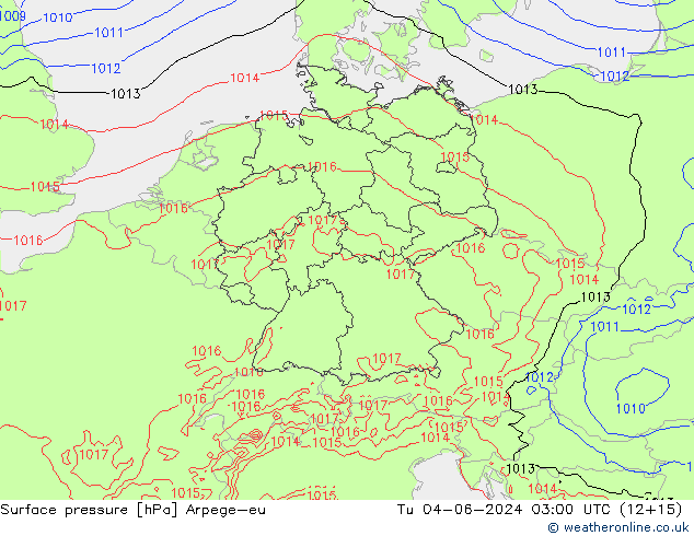 Atmosférický tlak Arpege-eu Út 04.06.2024 03 UTC