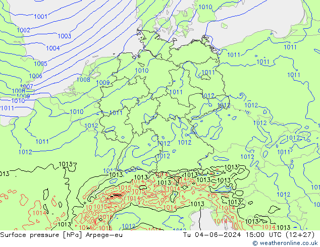 Luchtdruk (Grond) Arpege-eu di 04.06.2024 15 UTC