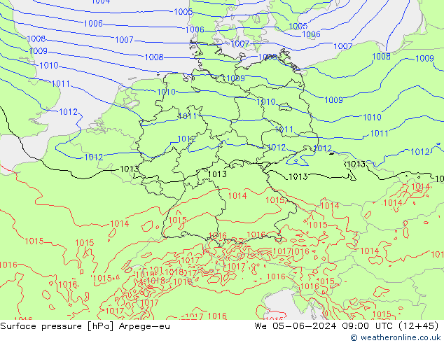 pression de l'air Arpege-eu mer 05.06.2024 09 UTC