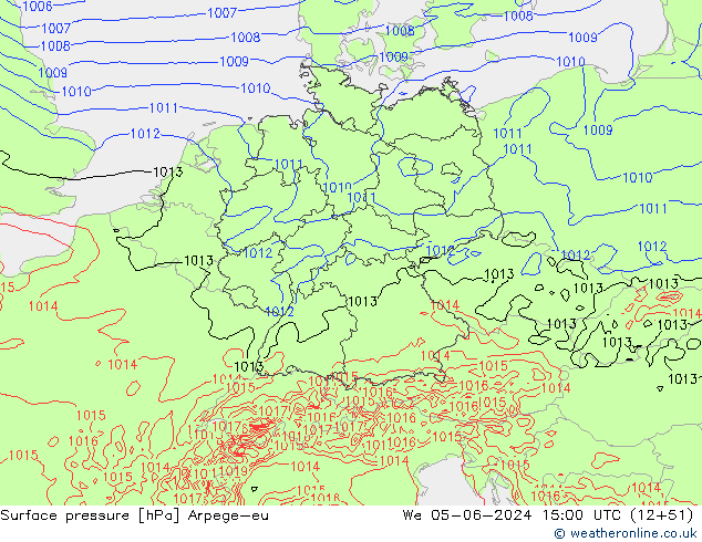 Yer basıncı Arpege-eu Çar 05.06.2024 15 UTC