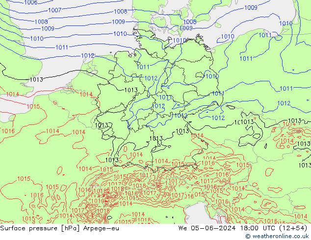 приземное давление Arpege-eu ср 05.06.2024 18 UTC