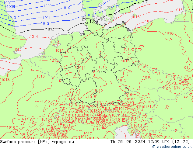 Surface pressure Arpege-eu Th 06.06.2024 12 UTC