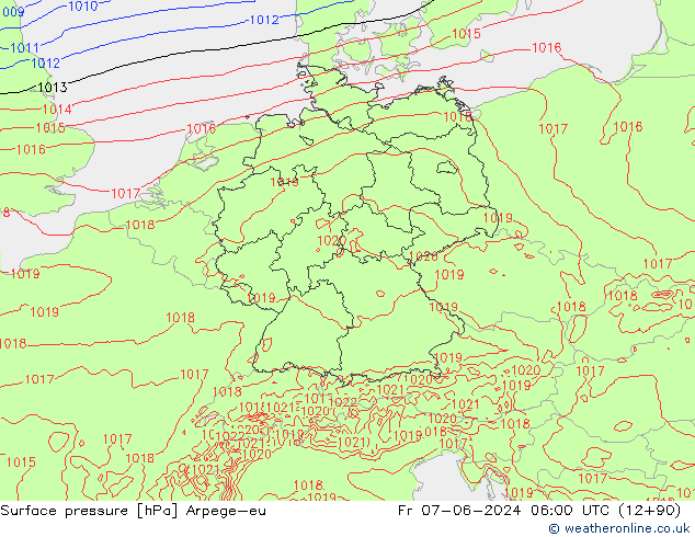 Surface pressure Arpege-eu Fr 07.06.2024 06 UTC