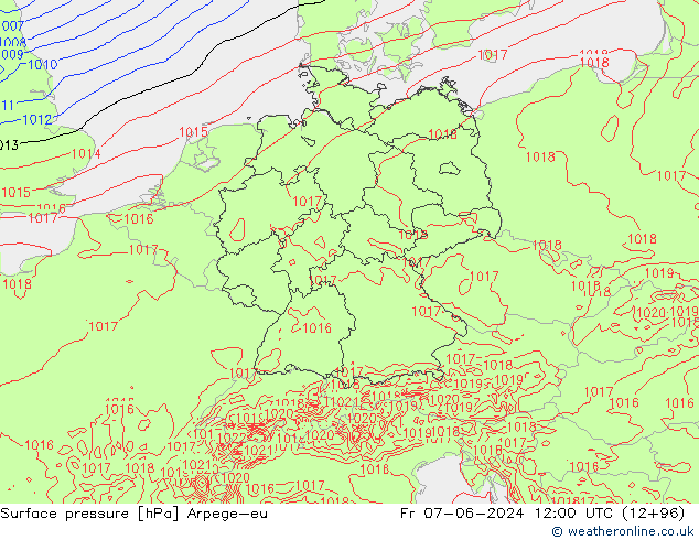 Surface pressure Arpege-eu Fr 07.06.2024 12 UTC