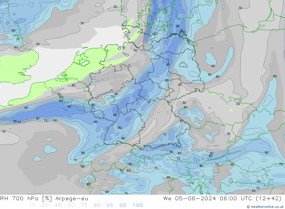 RV 700 hPa Arpege-eu wo 05.06.2024 06 UTC