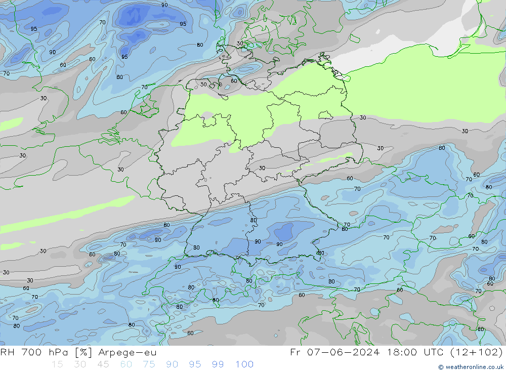 RH 700 hPa Arpege-eu pt. 07.06.2024 18 UTC