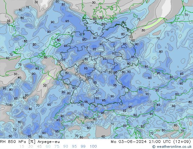 RV 850 hPa Arpege-eu ma 03.06.2024 21 UTC