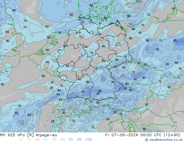 RH 925 hPa Arpege-eu  07.06.2024 06 UTC