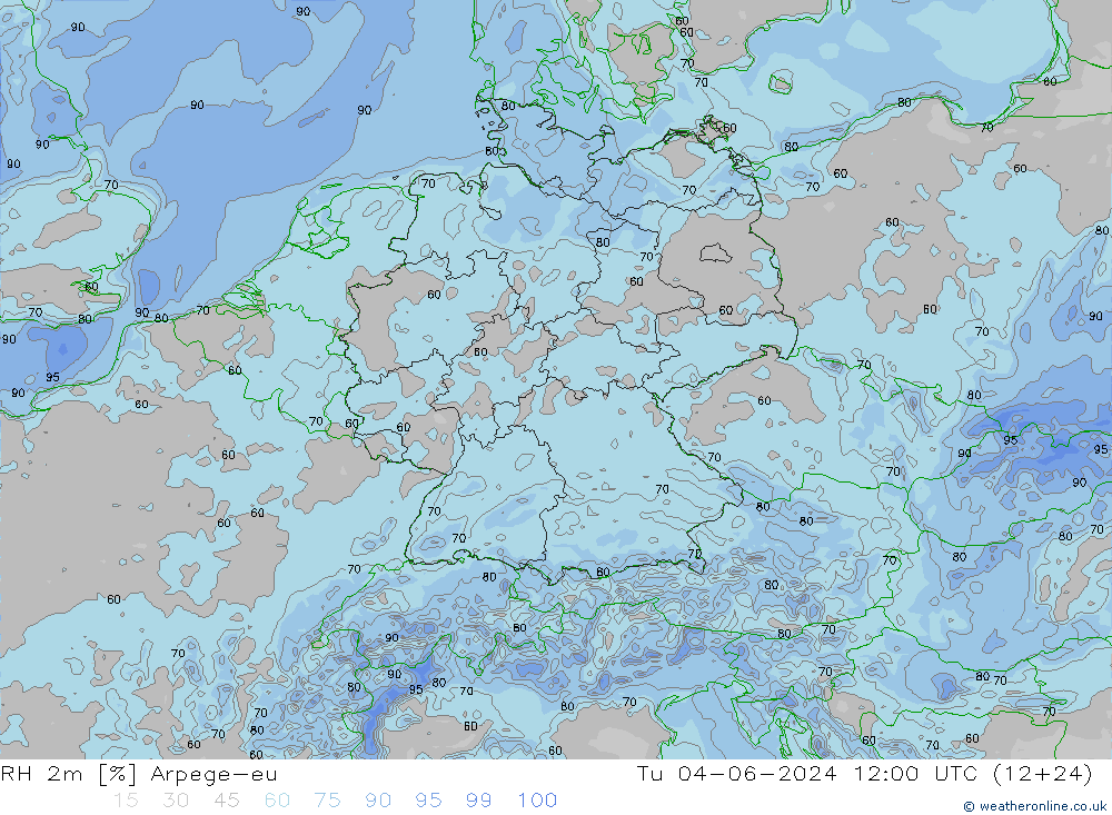 RH 2m Arpege-eu wto. 04.06.2024 12 UTC